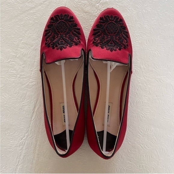 Miu Miu Satin Crystal Embellished Smoking Loafer - Picture 10 of 11